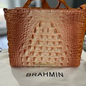 Brahmin Peach Croc-Embossed Satchel